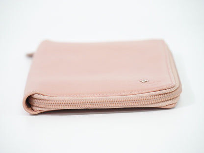 Chanel Camellia Zip Around Organizer Leather, Pink, Leather, Wallet