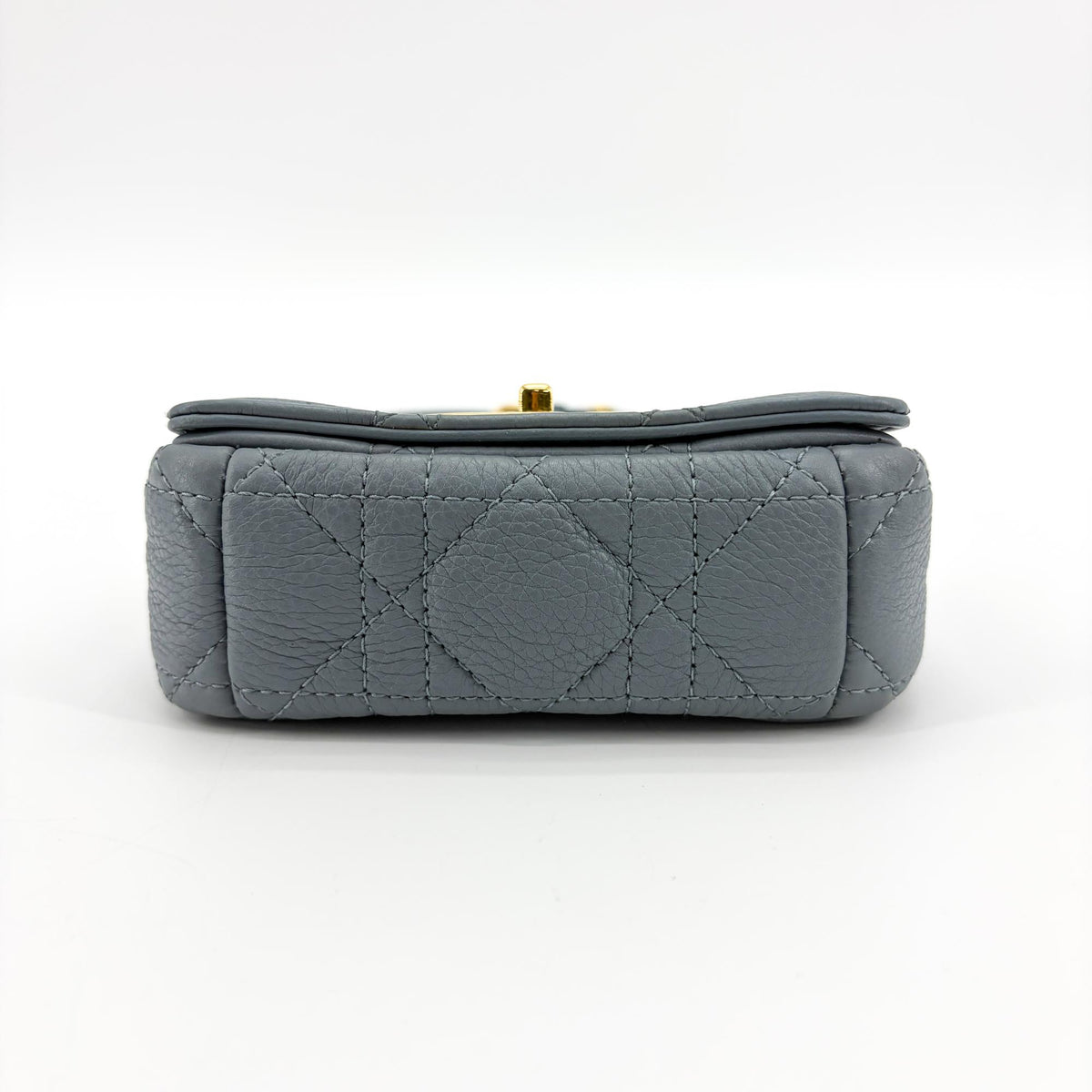 Christian Dior Caro Cannage Quilt Calfskin, Gray, Leather, Handbag