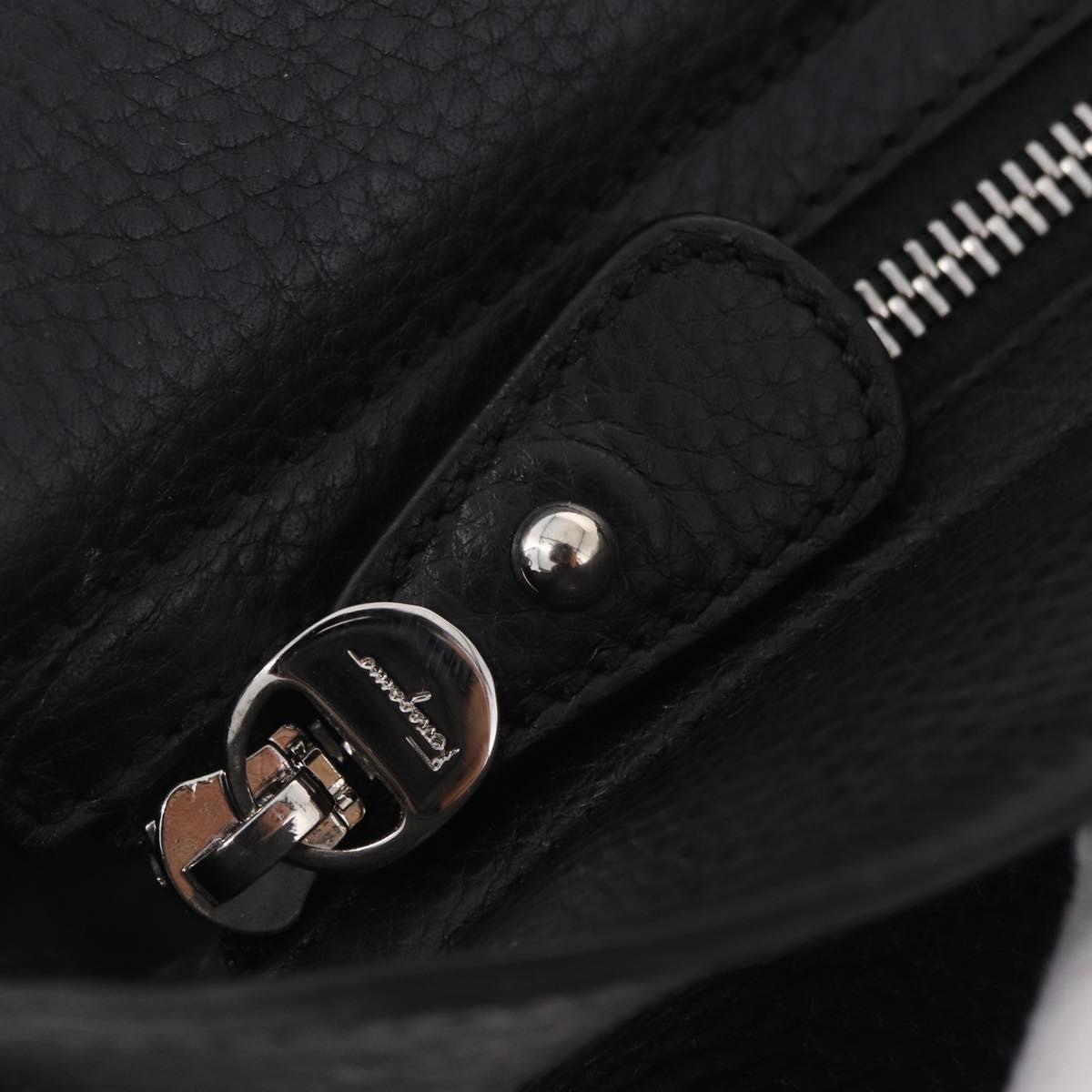 Salvatore Ferragamo Sofia Satchel Grainy Leather, Black, Leather, Handbag
