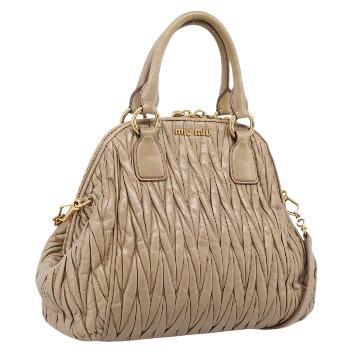 Miu Miu Convertible Dome Satchel Matelasse Leather, Beige, Leather, Handbag