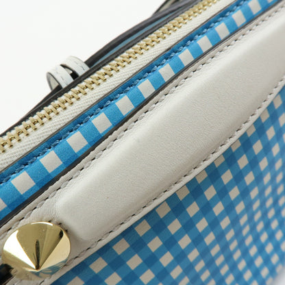 Fendi By The Way Satchel Printed Leather, Blue, Leather, Handbag