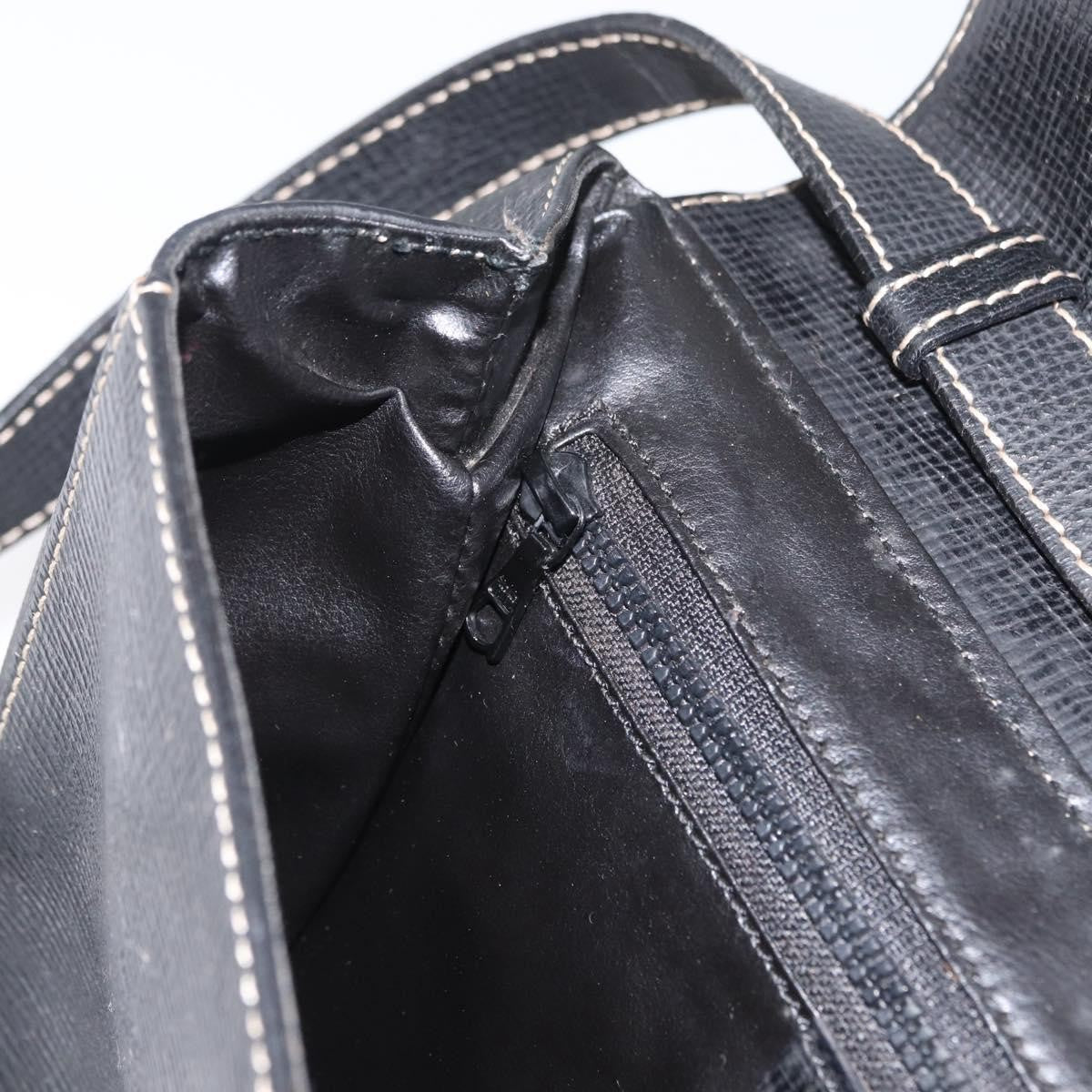 Celine Circle Logo Leather, Black, Leather, Shoulder Bag