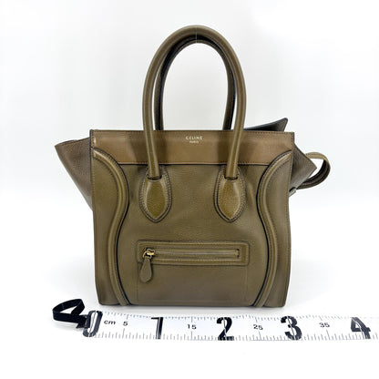 Celine Luggage Smooth Leather, Khaki, Leather, Handbag