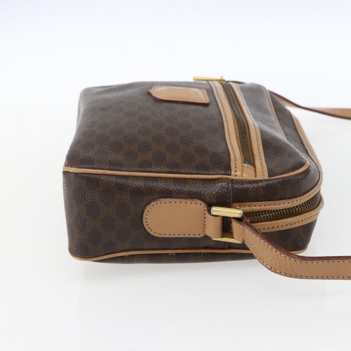 Celine Vintage Macadam Canvas and Leather, Brown, Canvas, Shoulder Bag
