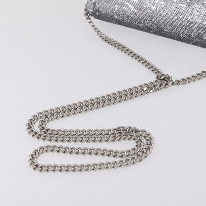 Balenciaga Hourglass Chain Leather with Sequins, Silver, Leather, Crossbody Bag