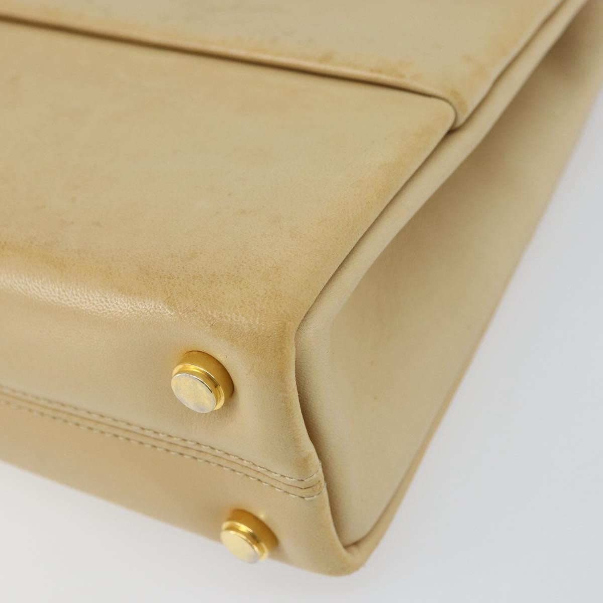 Salvatore Ferragamo Vintage Chain Leather, Beige, Leather, Handbag