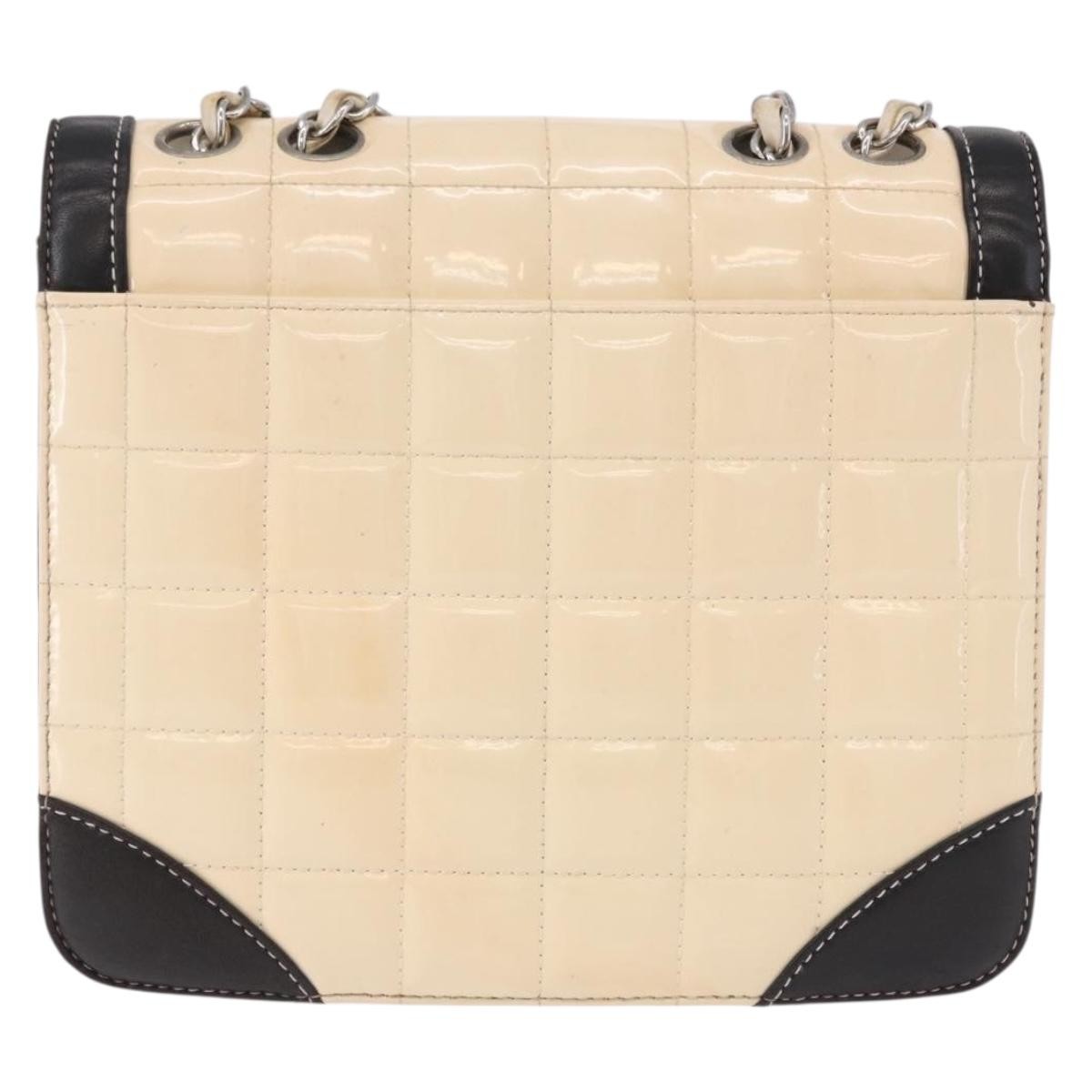 Chanel Vintage Chocolate Bar CC Flap Patent leather, Beige, Patent Leather, Shoulder Bag