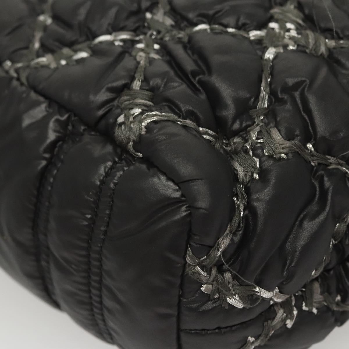 Chanel Tweed on Stitch Zip Tote Quilted Nylon, Black, Nylon, Shoulder Bag