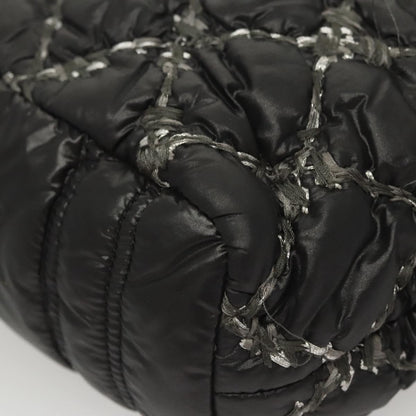 Chanel Tweed on Stitch Zip Tote Quilted Nylon, Black, Nylon, Shoulder Bag
