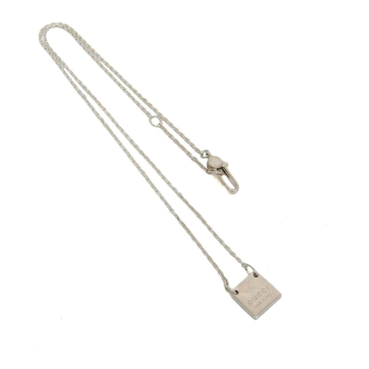 Gucci Logo Plate Sterling Silver, Silver, Sterling Silver, Necklace