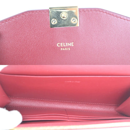 Celine C Wallet on Chain Leather, Black, Leather, Clutch