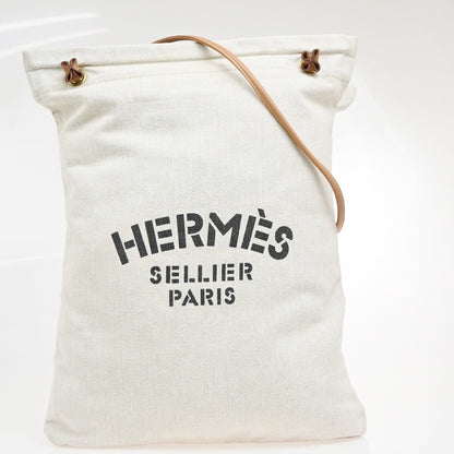Hermes Aline Toile, Beige, Cotton, Handbag