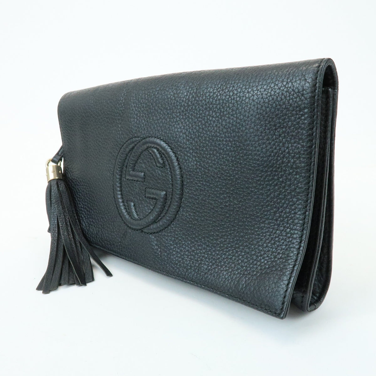 Gucci Soho Clutch Leather, Black, Leather, Clutch