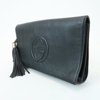 Gucci Soho Clutch Leather, Black, Leather, Clutch