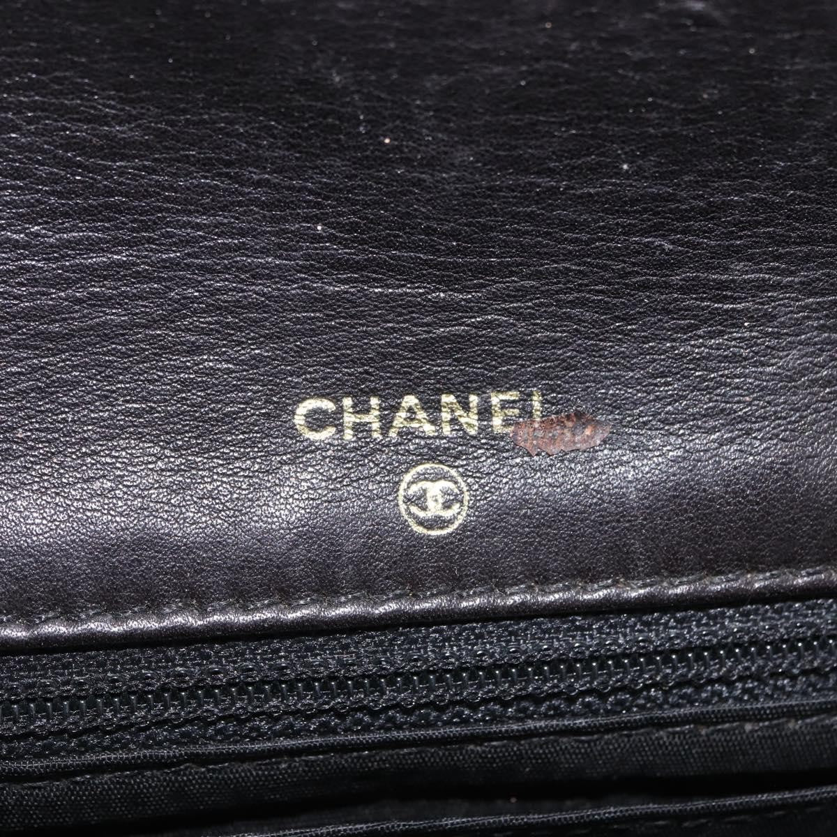 Chanel Vintage CC Wallet on Chain Patent, Black, Patent Leather, Crossbody Bag