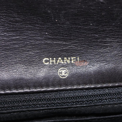 Chanel Vintage CC Wallet on Chain Patent, Black, Patent Leather, Crossbody Bag