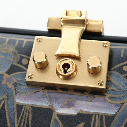 Christian Dior Dioraddict Lockbox Printed Leather, Black, Leather, Shoulder Bag