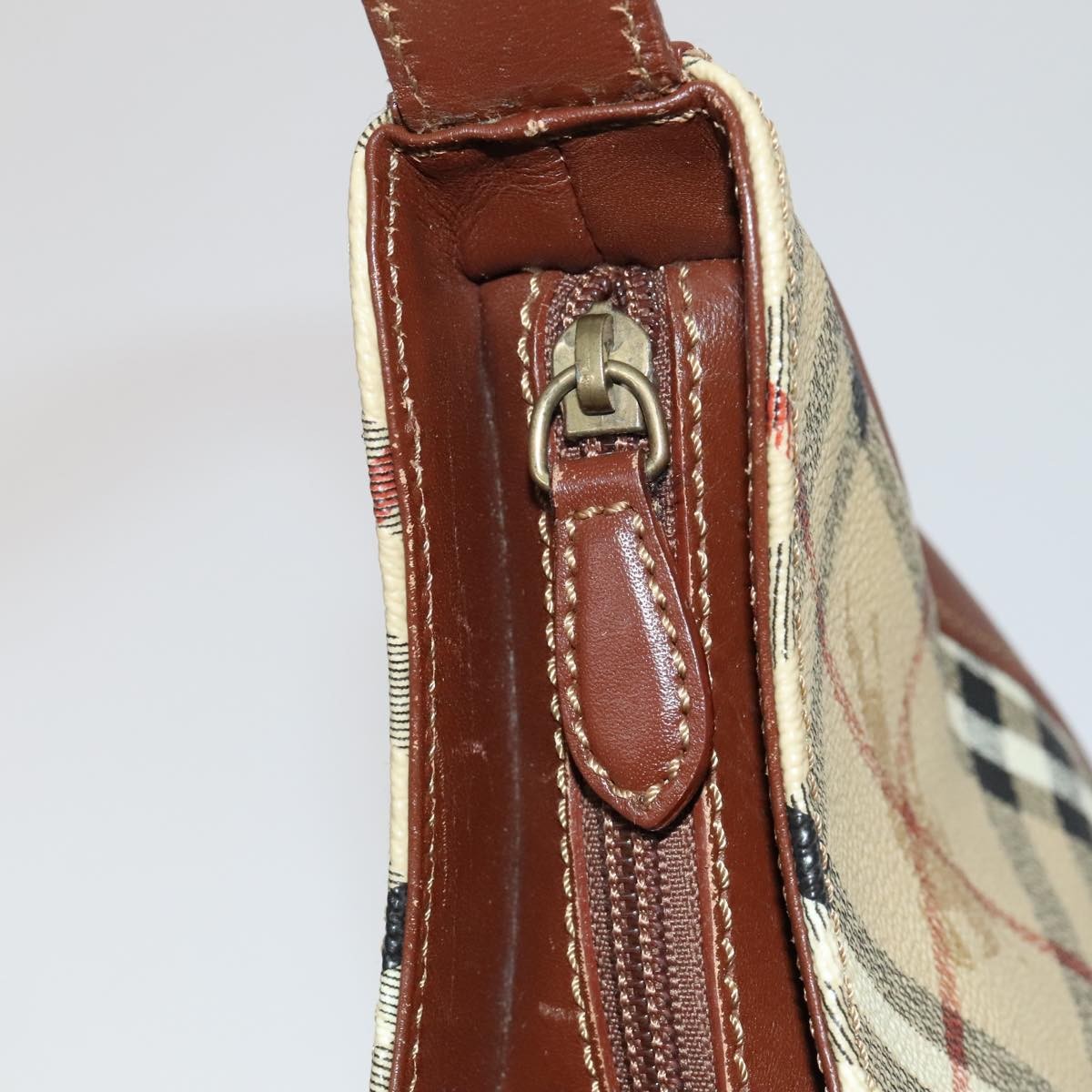 Burberry Shoulder Haymarket Coated Canvas, Beige, PVC, Shoulder bag