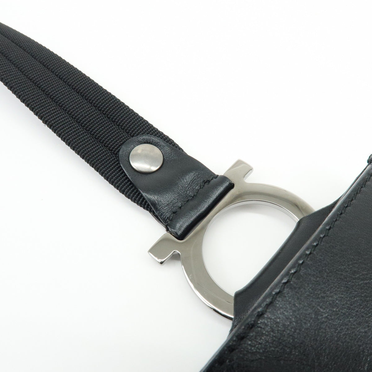 Salvatore Ferragamo Gancini Canvas and Leather, Black, Canvas, Crossbody Bag