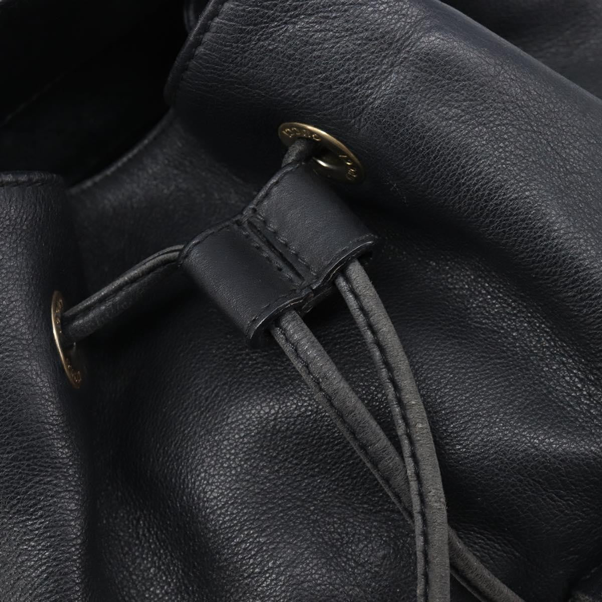 Gucci Vintage Bamboo Leather, Black, Leather, Backpack