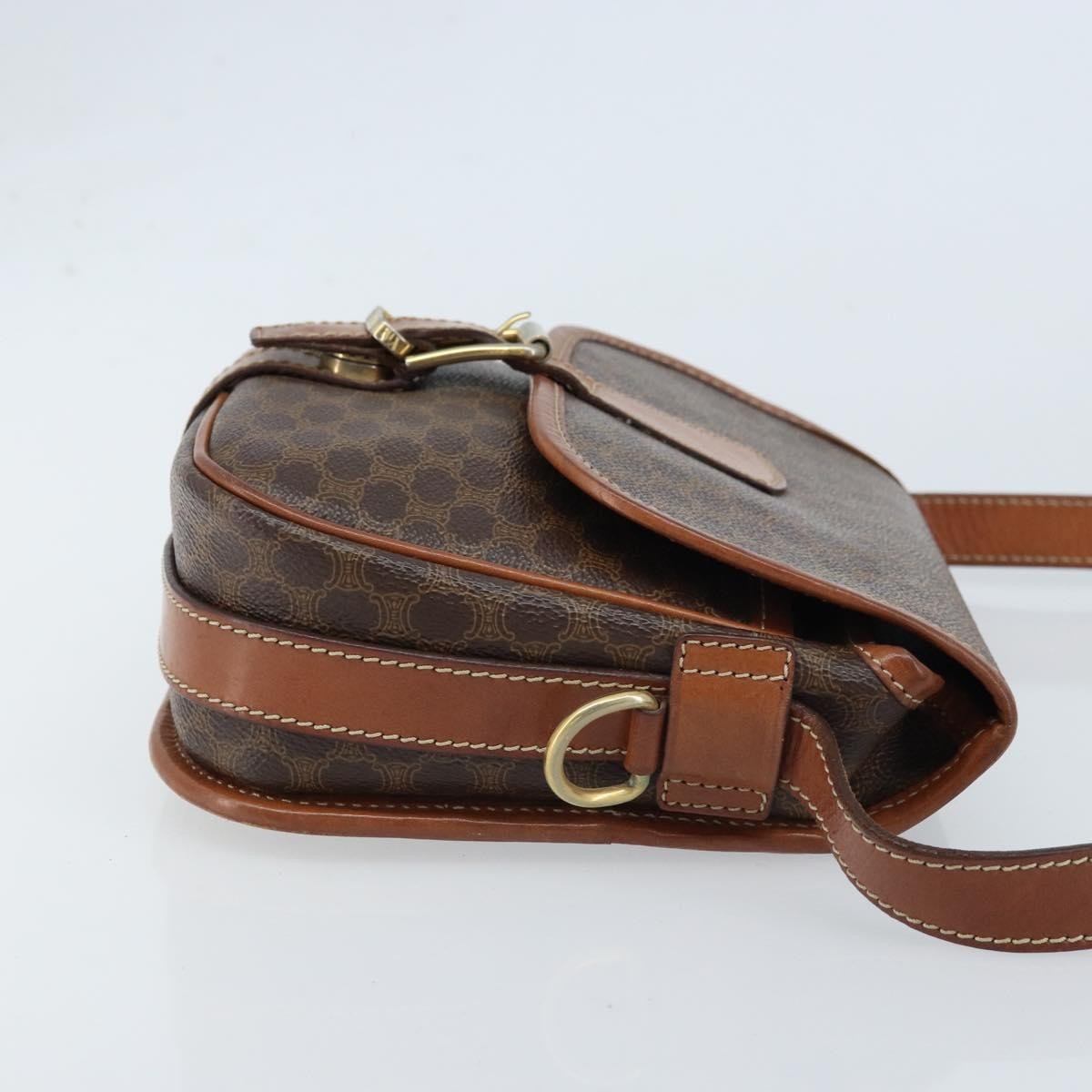 Celine Vintage Macadam Canvas and Leather, Brown, PVC, Shoulder Bag