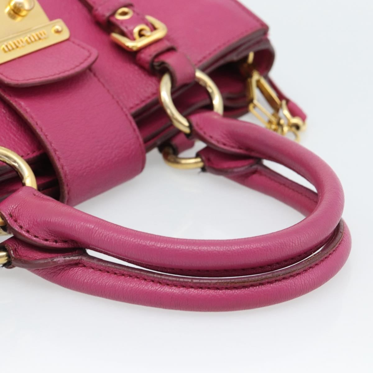 Miu Miu Madras Convertible Lock Leather, Pink, Leather, Tote Bag
