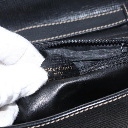 Celine Circle Logo Leather, Black, Leather, Shoulder Bag