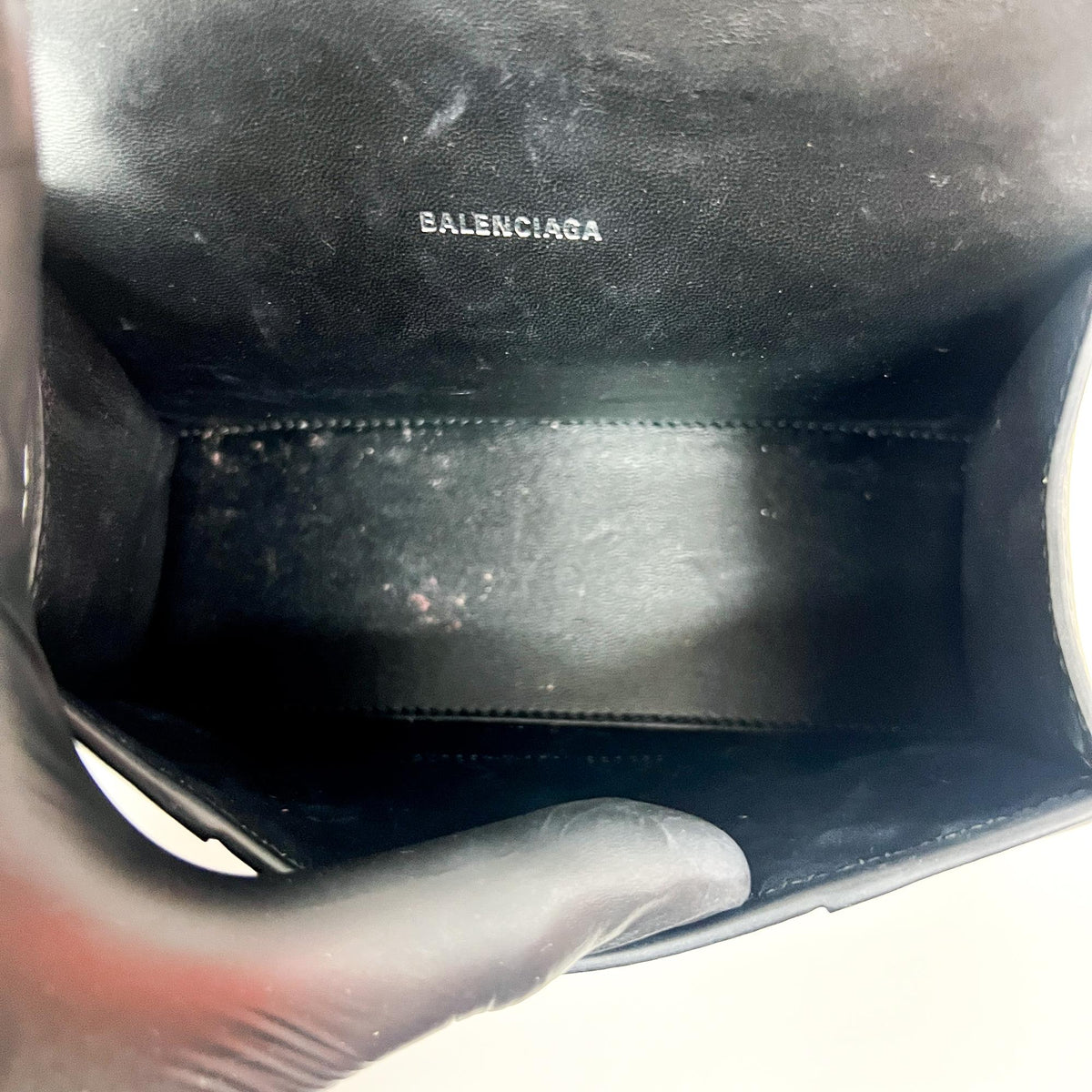 Balenciaga Hourglass Top Handle Leather with Crystals, Black, Leather, Handbag