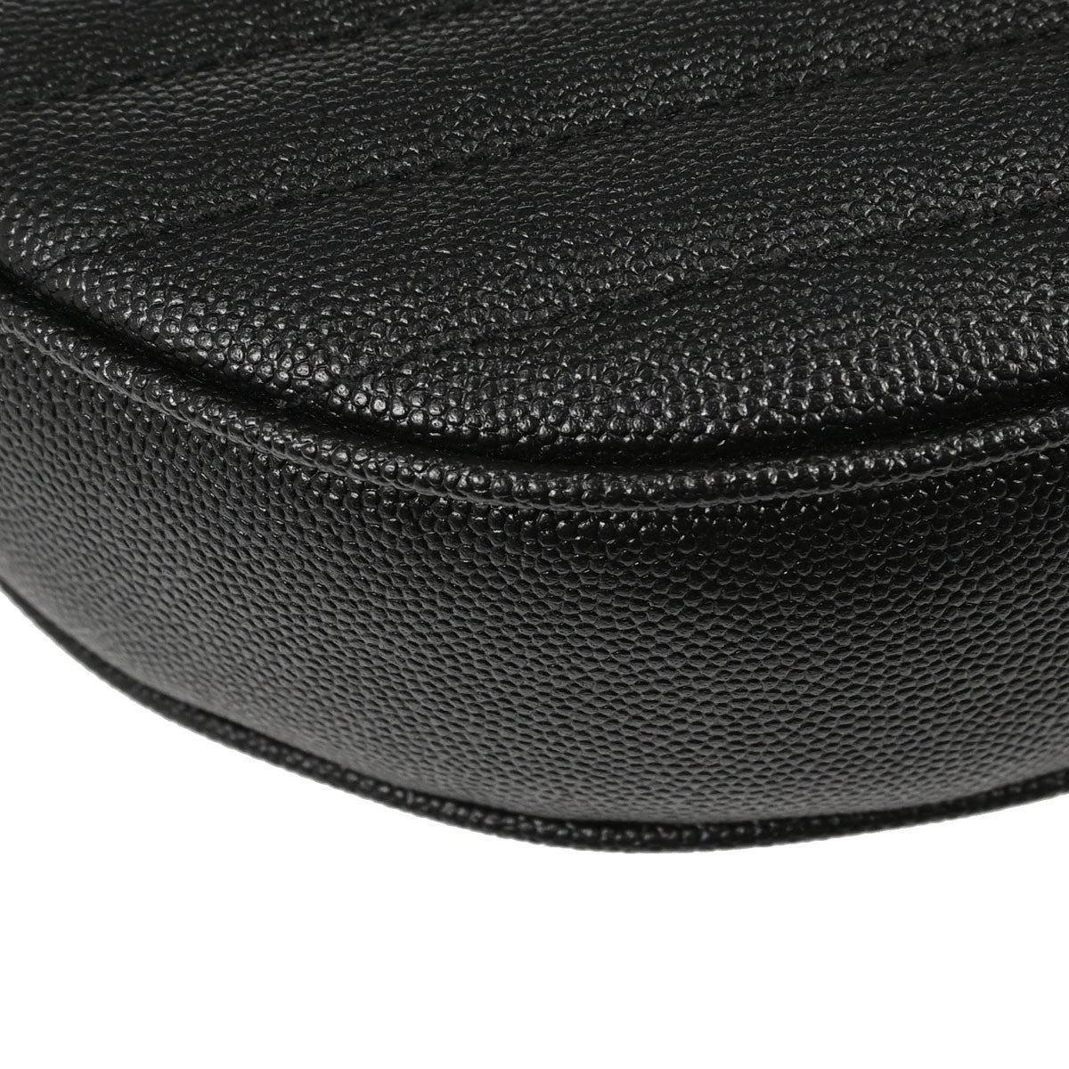 Saint Laurent Vinyle Round Belt Matelasse Chevron Leather, Black, Leather, Clutch