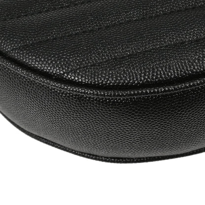 Saint Laurent Vinyle Round Belt Matelasse Chevron Leather, Black, Leather, Clutch