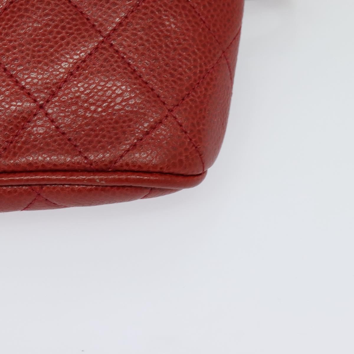 Chanel Vintage Zip Belt Quilted Caviar, Red, Leather, Shoulder Bag