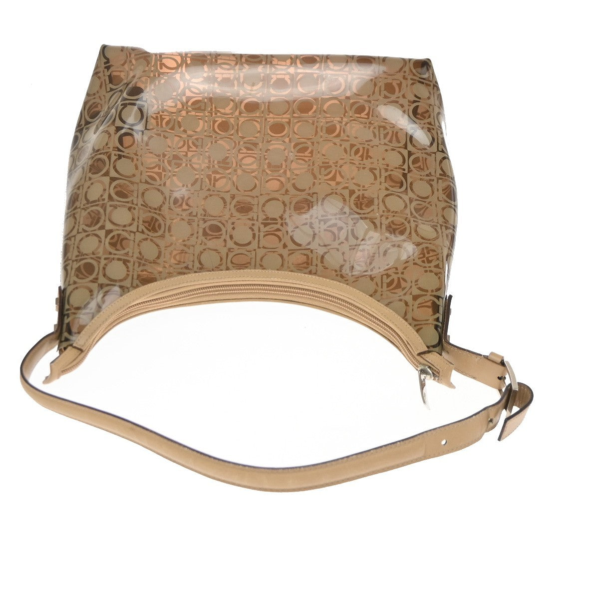 Salvatore Ferragamo Gancini PVC Leather, Brown, PVC, Shoulder Bag