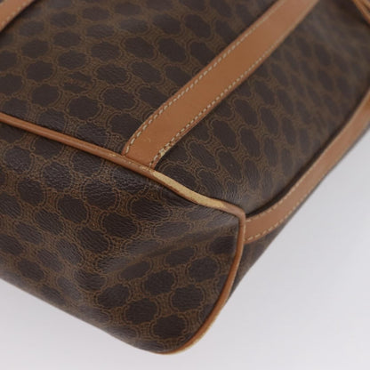 Celine Vintage Shoulder Bag Macadam Canvas & Leather, Brown, Canvas, Shoulder Bag