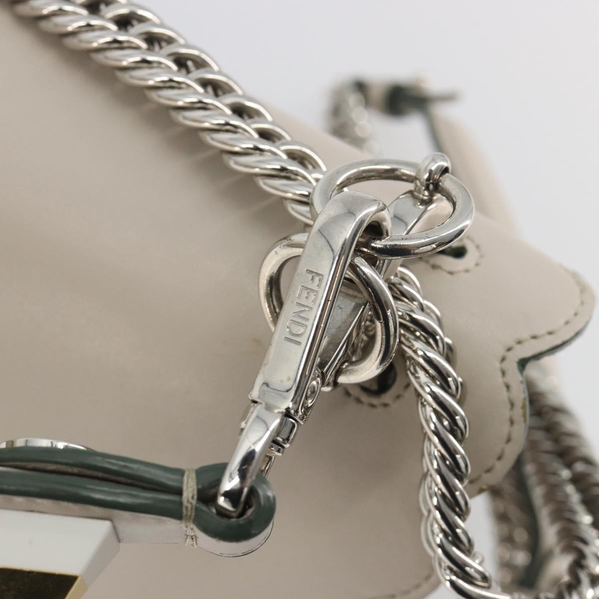 Fendi Kan I Leather, Gray, Leather, Shoulder Bag
