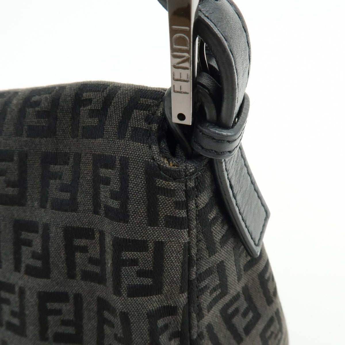 Fendi Zucchino Canvas Mamma Baguette Canvas, Black, Canvas, Shoulder Bag