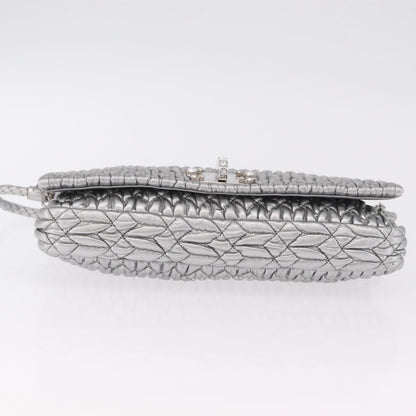 Miu Miu Crystal Clutch Matelasse Leather, Silver, Leather, Clutch