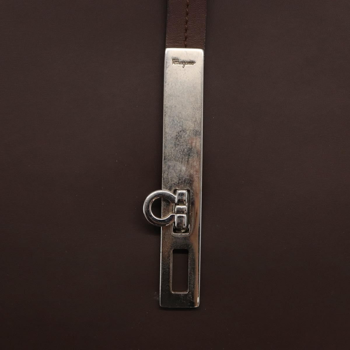 Salvatore Ferragamo Gancini Leather, Brown, Leather, Shoulder Bag