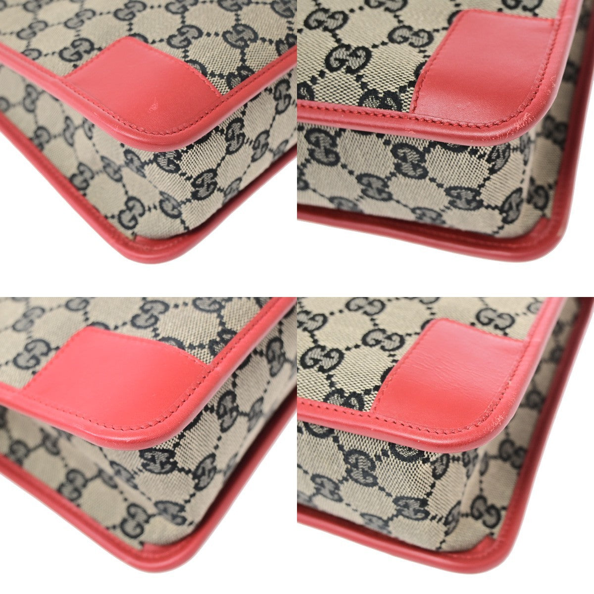 Gucci Vintage Zip Tote GG Canvas with Leather, Gray, Canvas, Tote Bag
