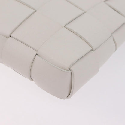 Bottega Veneta The Snap Clutch Maxi Intrecciato Leather with Wood and Metal, White, Leather, Clutch