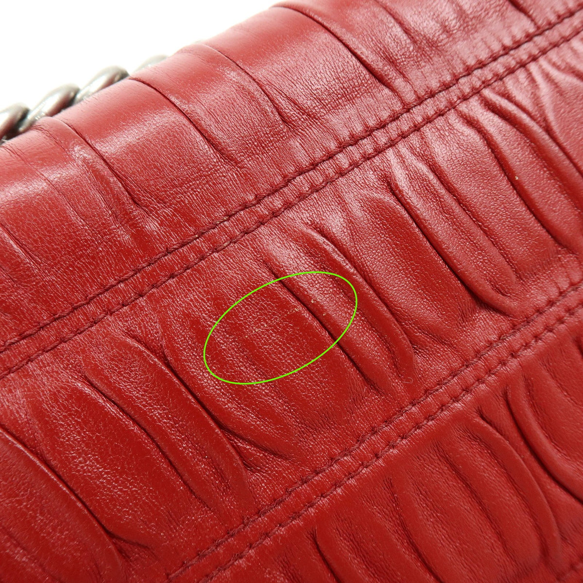 Prada Chain Flap Nappa Gaufre, Red, Leather, Shoulder Bag