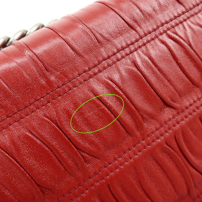 Prada Chain Flap Nappa Gaufre, Red, Leather, Shoulder Bag