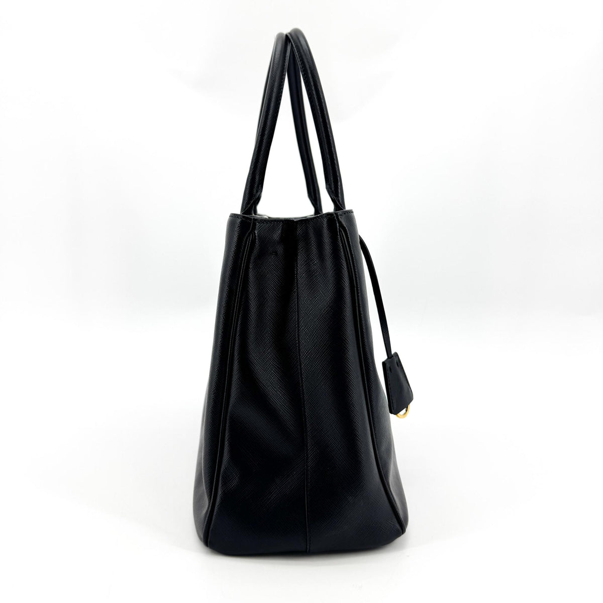 Prada Galleria Double Zip Spazzolato Leather, Black, Leather, Tote Bag