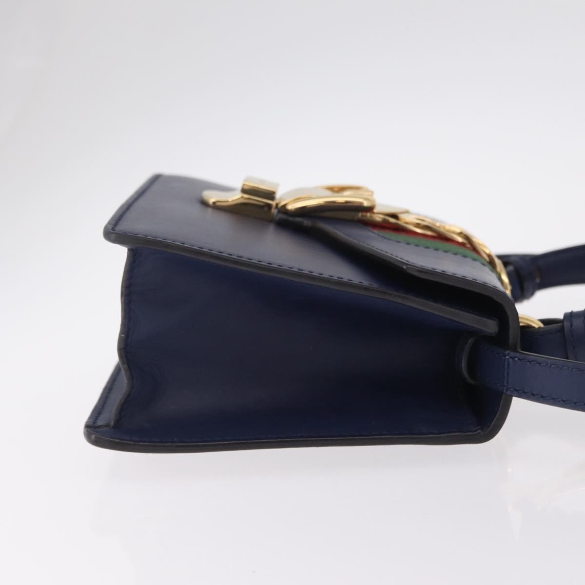 Gucci Sylvie Top Handle Leather, Navy, Leather, Handbag