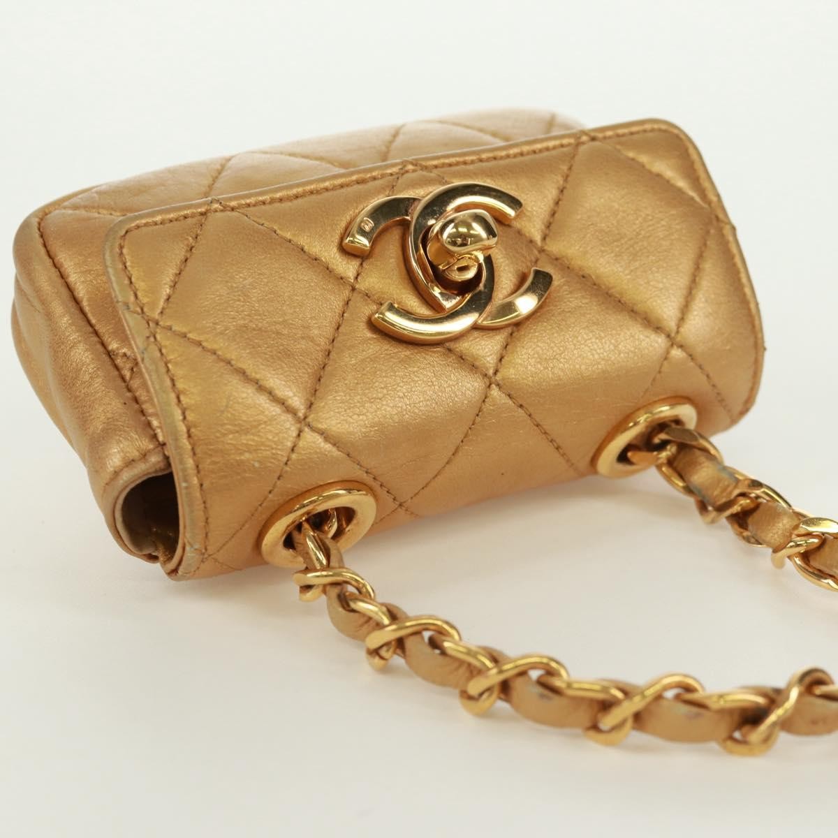 Chanel Classic Flap Charm Chain Belt Quilted Caviar, Gold, Leather, Handbag