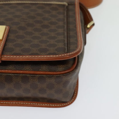 Celine Vintage Macadam Canvas and Leather, Brown, Canvas, Shoulder Bag