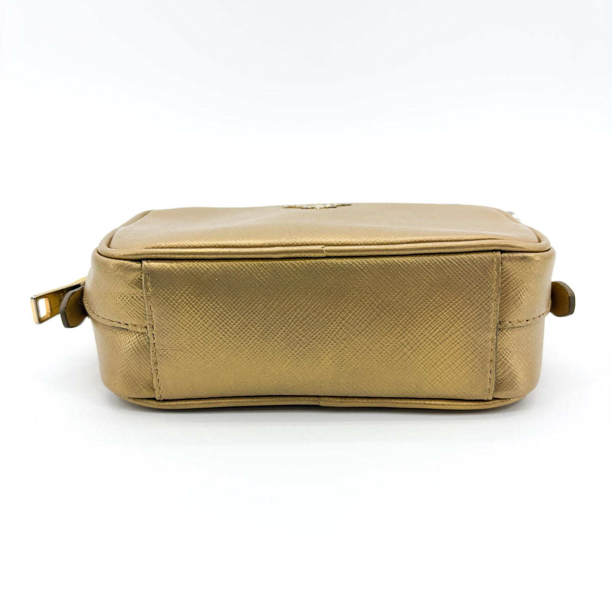 Prada Camera Saffiano Leather, Gold, Leather, Shoulder Bag