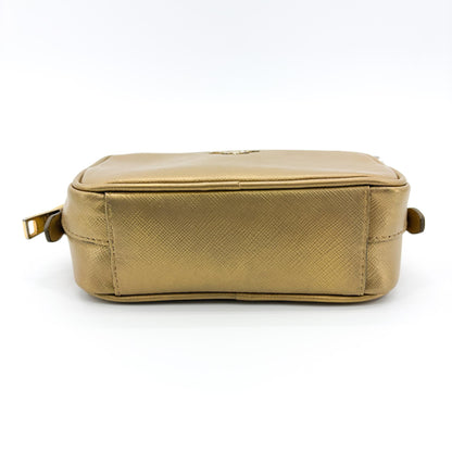 Prada Camera Saffiano Leather, Gold, Leather, Shoulder Bag