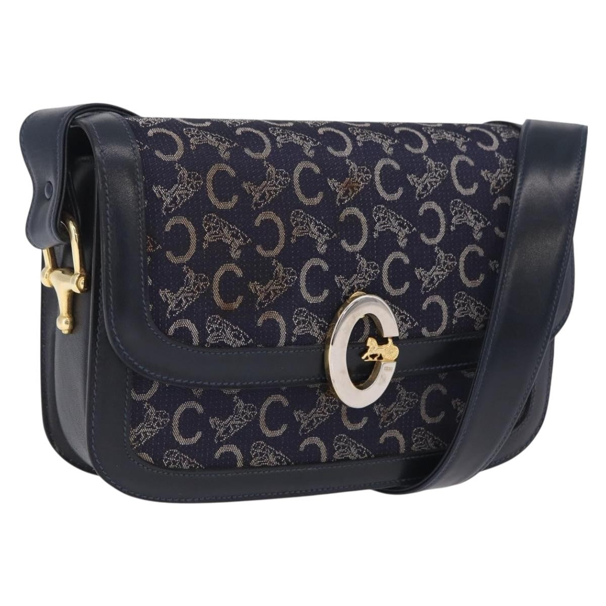 Celine C Sulky Horse carriage Canvas, Navy, Canvas, Handbag