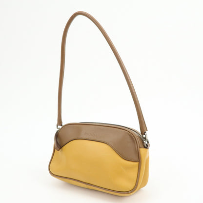 Prada Shoulder Leather, Yellow, Leather, Shoulder Bag