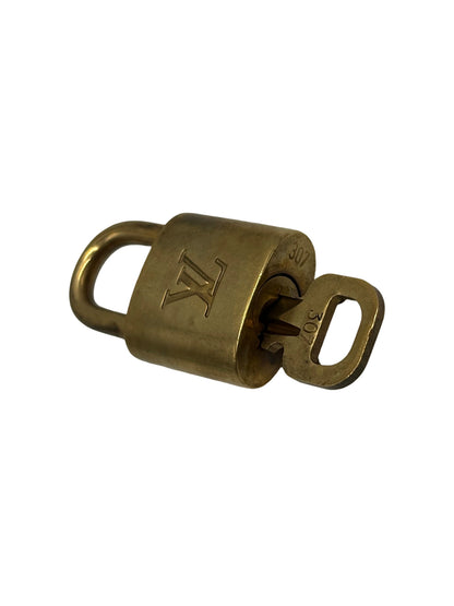 Louis Vuitton Padlock and Key Logo Metal, Gold, Metal, Charm